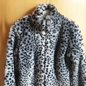 White House/Black Market Leopard Faux Fur Jacket, Size SMALL